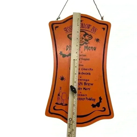 SPOOKY HALLOW INN DINNER MENU HALLOWEEN DEOR DECORATION HOLIDAY HANGING SIGN - Picture 6 of 10